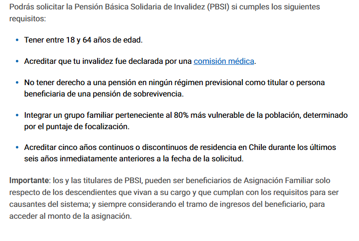 requisitos Pensión Básica Solidaria de Invalidez, bono del Instituto de Previsión Social (IPS)