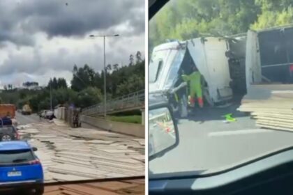 Camión vuelca en ruta entre Cabrero y Concepción generando congestión vehicular