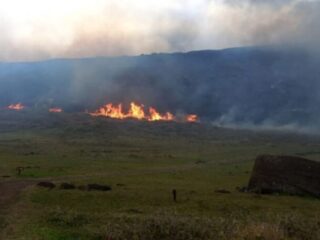 Alerta Roja en Isla de Pascua por incendio forestal "Pau Hito"