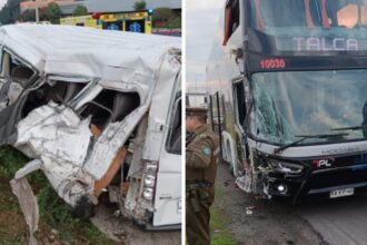 Furgón municipal que trasladaba a pacientes de la Teletón choca con bus en Curicó