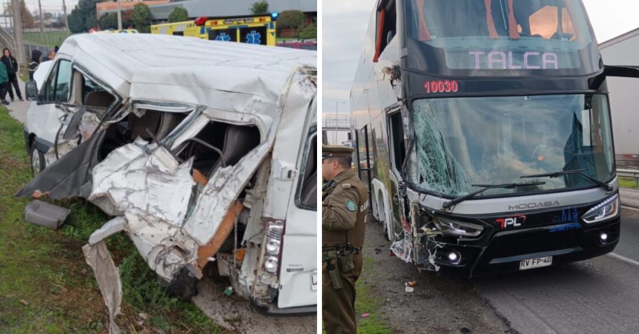 Furgón municipal que trasladaba a pacientes de la Teletón choca con bus en Curicó