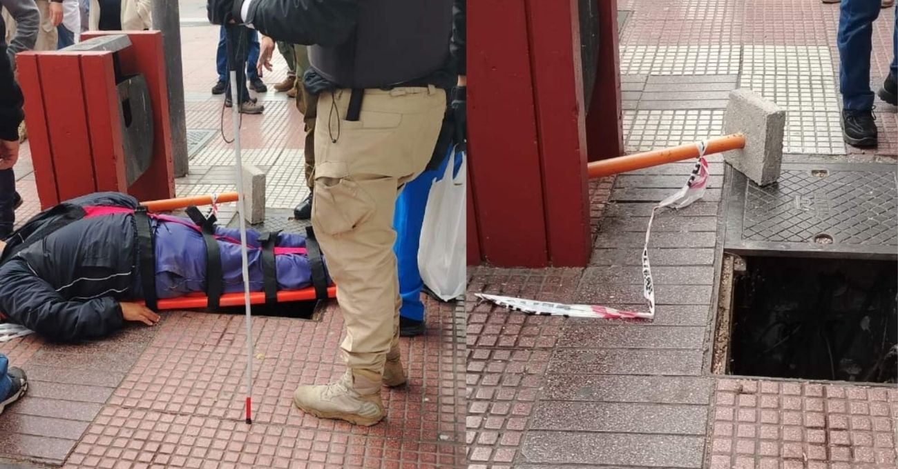 Mujer con discapacidad visual cayó por tapa en mal estado en La Serena: Municipio acusa abandono de empresa