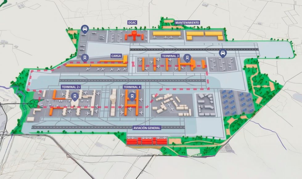 Santiago da el salto: Nuevo aeropuerto triplicará su capacidad con tren ligero, tercera pista y mega terminal aeropuerto de Santiago