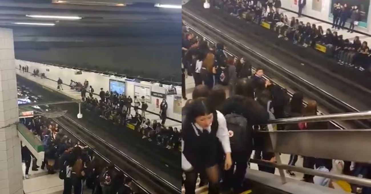 Protestas escolares causan retrasos en Línea 5 del Metro de Santiago