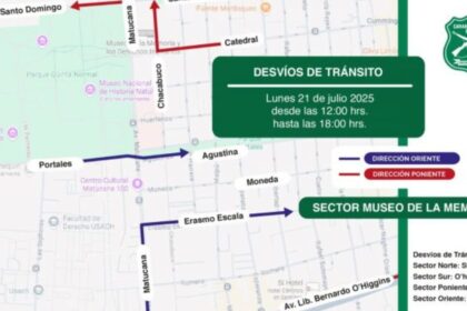 Gobierno informa desvíos de tránsito por cumbre Democracia Siempre para este lunes 21