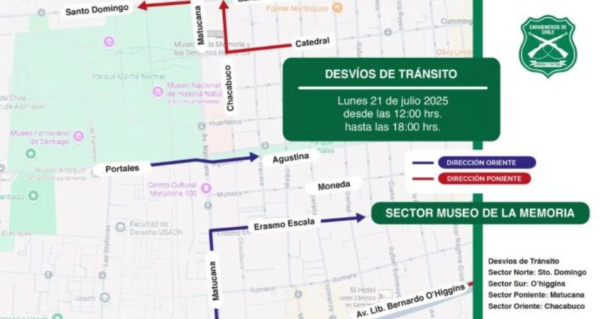 Gobierno informa desvíos de tránsito por cumbre Democracia Siempre para este lunes 21